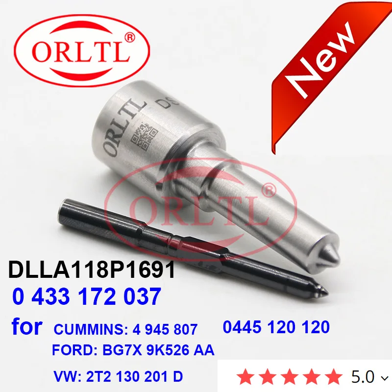 

Diesel Fuel Injector Nozzle DLLA118P1691 0433172037 for 0445120120 0 445 120 120 CUMMINS 4 945 807 FORD: BG7X 9K52 6 AA VW: 2T2