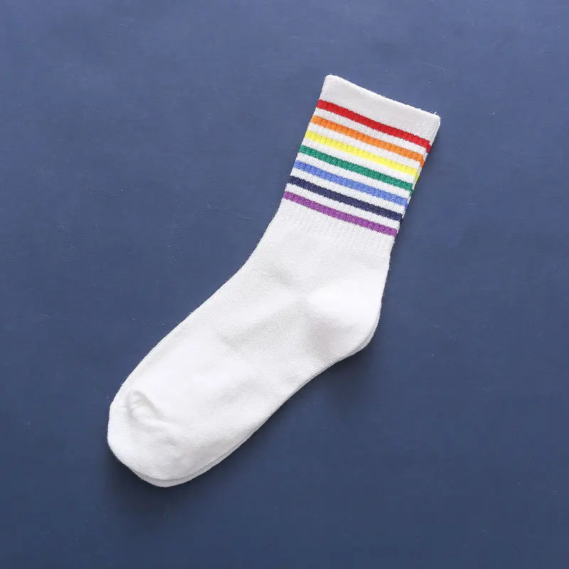 Harajuku/Стильные длинные носки; цвет радуги; уличная мода; корейский носок; рождественские хлопковые милые носки; Skarpetki Calcetines; Новинка года - Цвет: 2