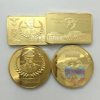 

10pcs/lot Mix Order Erwin Rommel War Challenge Coin + Bullion bar Rare WW2 Deutsche Erwin Souvenirs