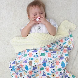 Baby Blanket Fleece Sleeping Baby Sofa Crib Blanket Unicorn Dinosaur Print Cozy Breathable Breastfeeding Cover For Outing