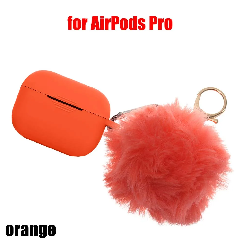 J for AirPods Pro Модный защитный чехол для Air Pods 1/2, чехол для наушников, силиконовый чехол с защитой от падения, милый меховой шарик, брелок для Airpods/Airpods Pro - Цвет: J for AirPods Pro