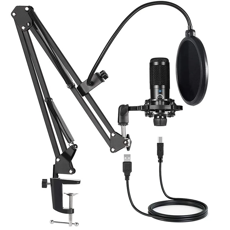 USB Computer Condenser Microphone Kit With Adjustable Scissor Arm Stand for PC YouTube Video Gaming Streams Studio studio microphone Microphones