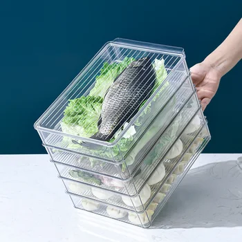 

Kitchen Refrigerator Storage Container Dumpling Box Vegetable And Meat Dumplings Refrigerate Keep Fresh Stackable Storage Box