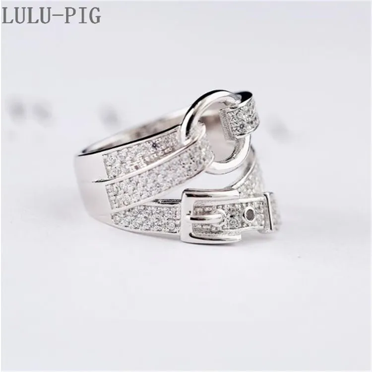 LULU-PIG ремень пряжка указательный палец Циркон кольцо женский 925 стерлингового серебра студентов креативное кольцо ювелирные изделия CJZ025