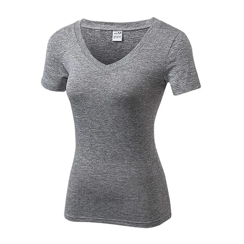 Light grey Женские быстросохнущие футболки для йоги с длинным рукавом бодибилдинг спортивные компрессионные колготки спортивная форма женские футболки с v-образным вырезом 8 цветов - Цвет: Light grey