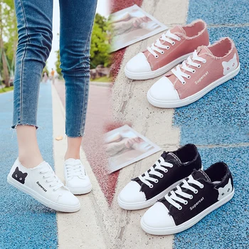 

YeddaMavis Brand Sneakers Women Canvas Shoes Women Sneakers Women Shoes New Korean Wild Pink Lace Up Womens Shoes Woman Trainers