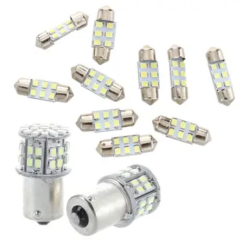 

10pcs 31mm 3528 SMD 6 LED Lamp Bulb Dome Festoon White & 2pcs 1156 SMD 50 LED Light Bulb 12V Auto White Flashing Light