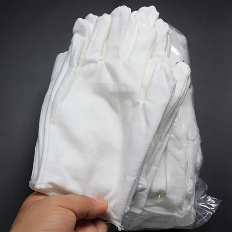 Новые 12 пар хлопковые белые мягкие перчатки для работы с ювелирными изделиями защита рук WSH99