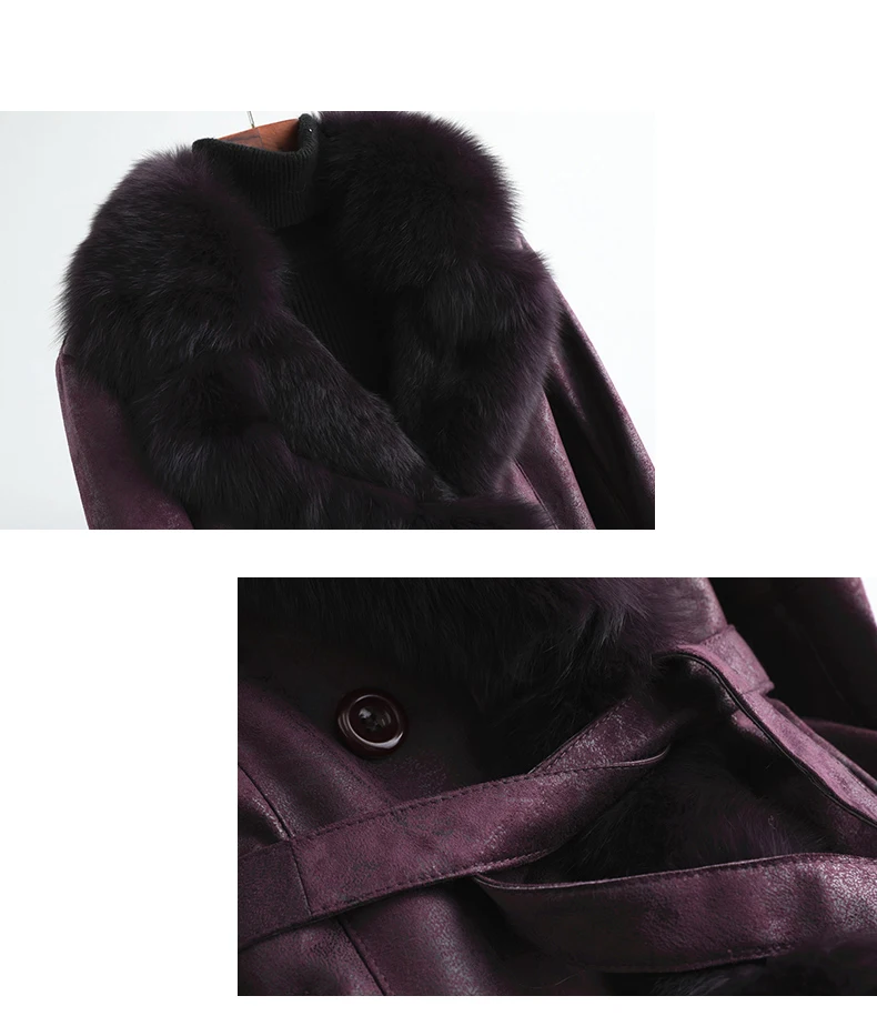 PUDI A89104 Женское пальто из полиэфирной ткани женский воротник из лисьего меха Подкладка из кроличьего меха для отдыха осень/зима шерстяная длинная верхняя одежда