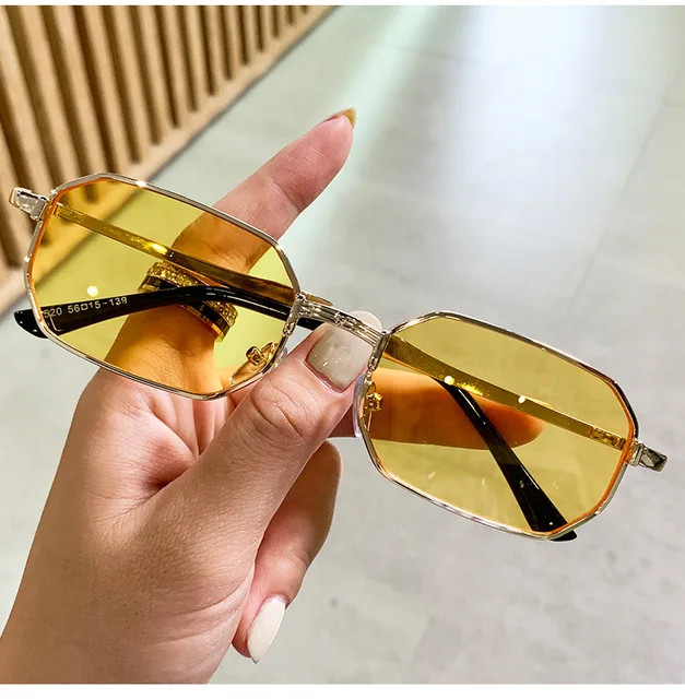 Narrow Rectangular Sunglasses For Men And Women Metal Frame_voghion.com