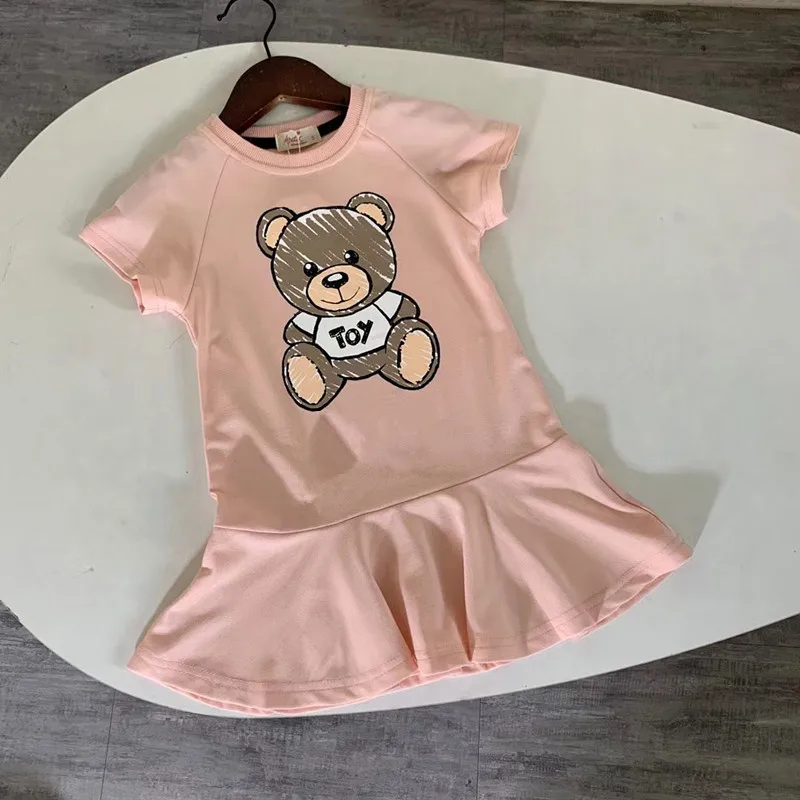 newborn baby dresses New 2021 summer fashion kids dresses for girls Cotton cartoon bear short sleeve comfortable children princess dress 2-10 year baby girl skirt clothes