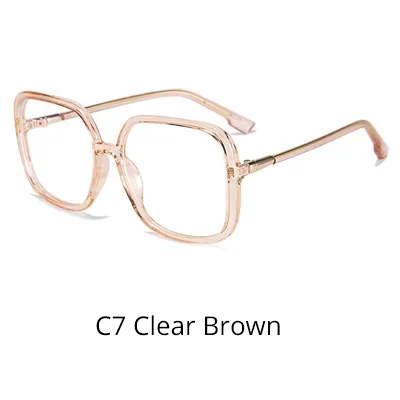 C7 Clear Brown Ralferty женские очки оправа негабаритных больших квадратных женских чистые прозрачные очки оптические линзы оправы без диоптрий D8831 - Цвет оправы: C7 Clear Brown