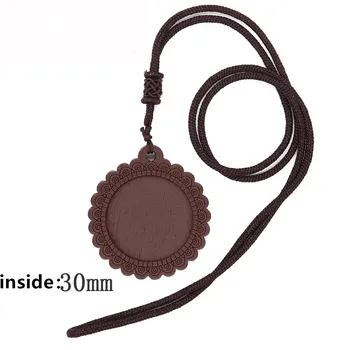 

3PCS / Lot round rectangular double-sided base wooden base blank embossed pendant with leather rope. Used in jewelry making