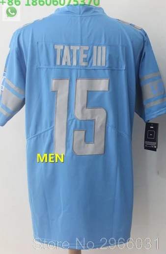 For men A+++ Качественная мужская футболка для взрослых 9 Matthew Stafford 15 Golden Tate 20 Barry Sanders Detroit - Цвет: For men