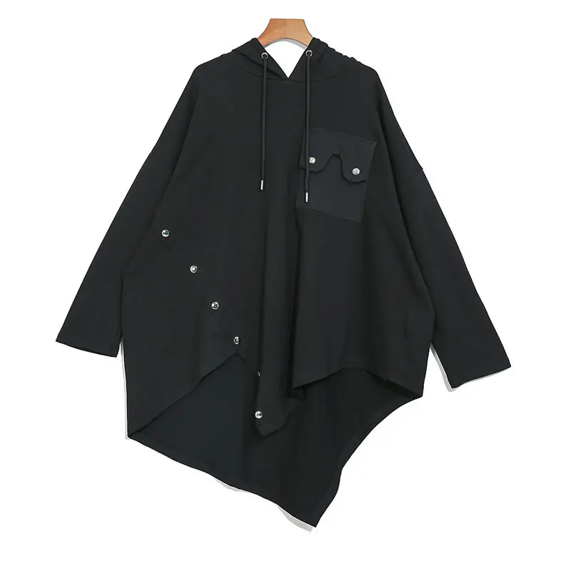 black GCC2111 XITAO/черные необычные женские худи, пуловер с карманом и капюшоном, дизайн, осенние элегантные толстовки с капюшоном GCC2111 - Цвет: black GCC2111