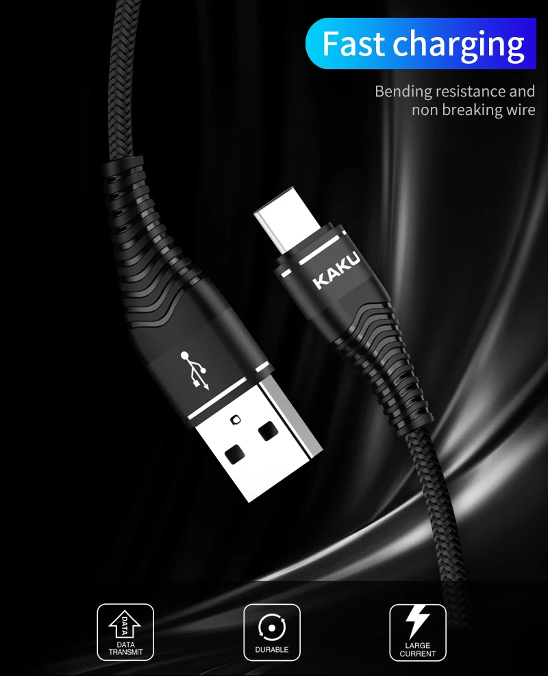 Каку 2.8A usb type C кабель для телефона Быстрая зарядка type C зарядное устройство шнур для samsung Galaxy S10 S9 S8 Note 9 8 пикселей 3