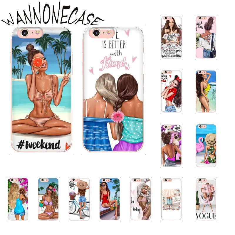 WANNONECASE Модный летний пляжный Мягкий ТПУ чехол для телефона принцессы iPhone 8 7 6 6S Plus X