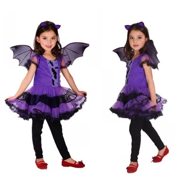 

Christmas Fancy Masquerade Party Bat Bat Girl Costume Children Cosplay Dance Dress Costumes for Kids Purple Clothing