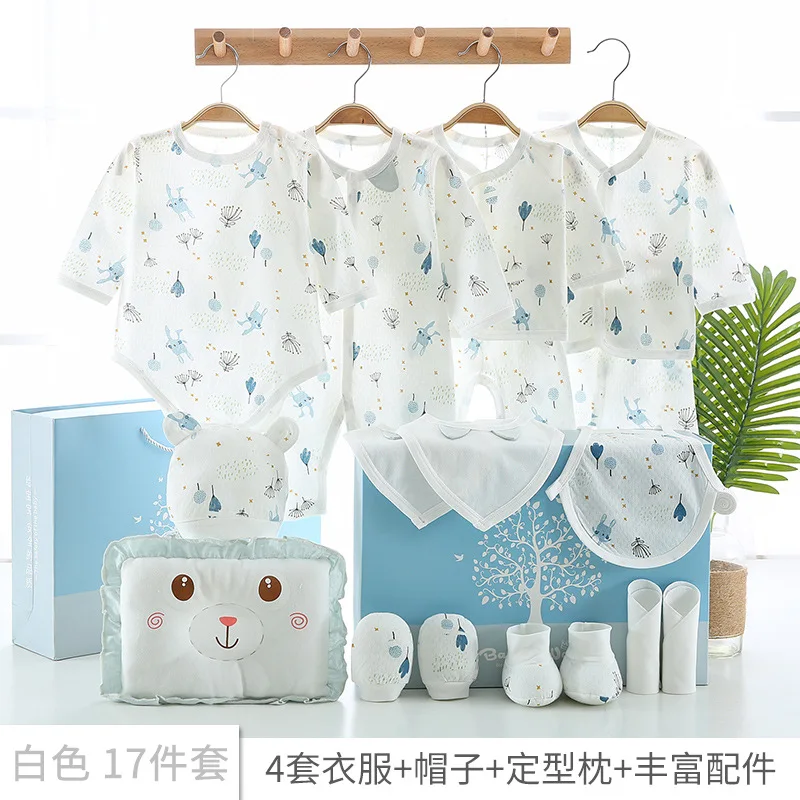 Light Green Комплект хлопковой одежды для новорожденных, Одежда для новорожденных девочек, комплект одежды для новорожденных мальчиков, комплект летней одежды для малышей, 18 предметов,, новинка - Color: Light Green