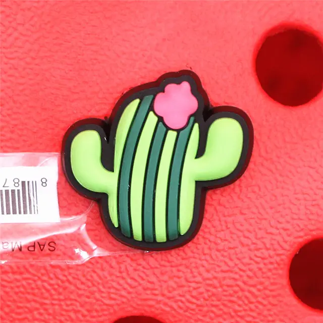 Single Sale Original Shoe Decoration Cute Cactus Clover Meteor Durian PVC Shoe Charms Accessories for Croc Buckle Jibz Kids Gift U176-3