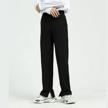 

3 cores dos homens casual terno pant masculino japão coreia streetwear moda vintage calças compridas calças retas