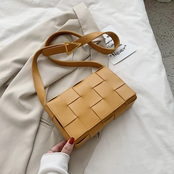 

Small Weave Flap Crossbody Bags for Women 2020 New High Quality Fashion PU Leather Clutch Shoulder Bag Female Summer Handbags