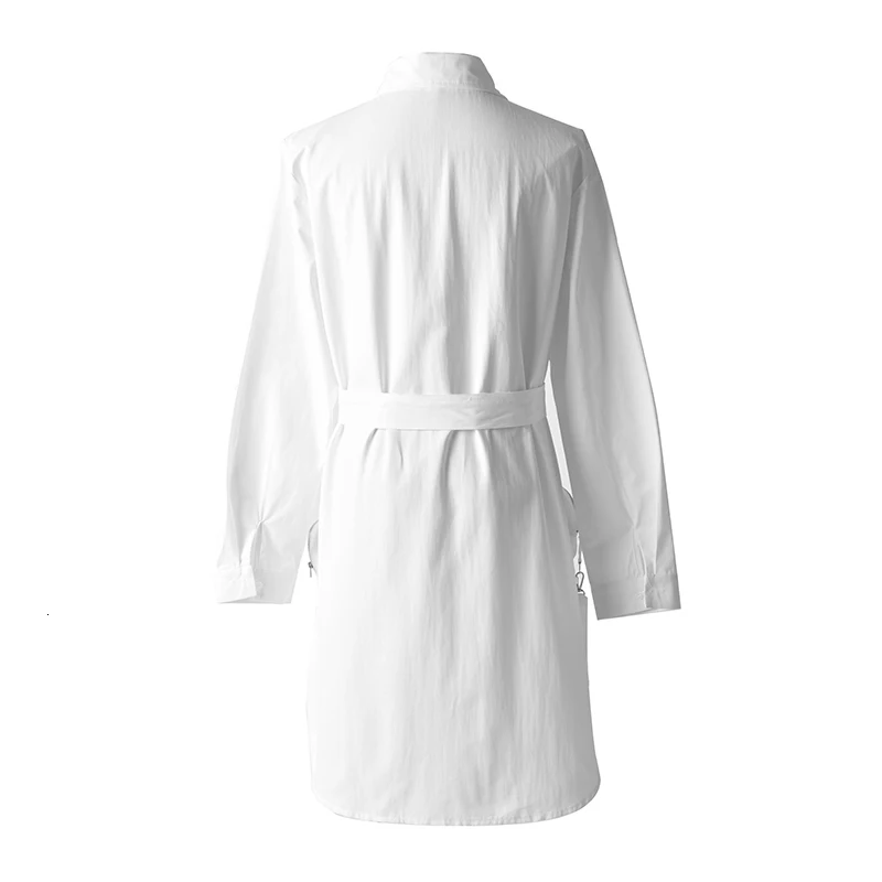 DEAT г. Однобортное платье-рубашка с отложным воротником, длинными рукавами, карманами и застежкой-молнией, однобортное платье-рубашка на бедрах, Vestido PA20400