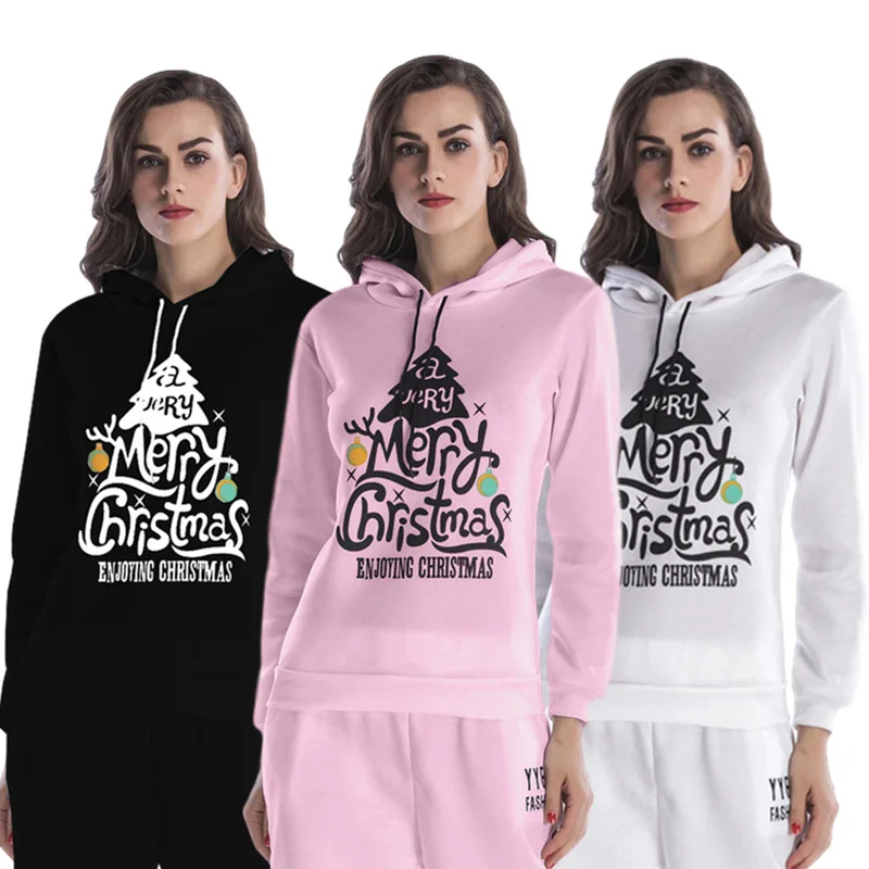 

Hoodie Women Pullover Sweatshirts Female Print Christmas Hooded Jacket Autumn Winter Coat Warm Soft Hoody