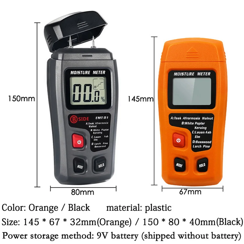 Портативный цифровой измеритель влажности по дереву 0~ 99.9% гигрометр BSIDE EMT01/MT10 с большим ЖК-дисплеем