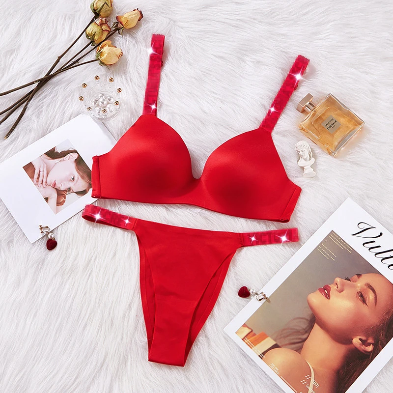 Victoria Secret Underwear Rhinestone Lingerie Bra Set Sexy Brand Letters Women Push Up Bikini Thong Panties Adjustable Diamond Bra Brief Sets Aliexpress