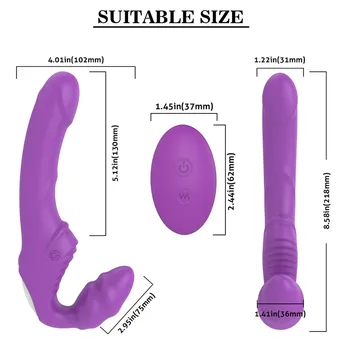 USB Rechargeable 9 Mode Vagina Strapless Strapon Dildo Vibrator Double Vibrating Lesbian Remote Control Adult Sex Toys for Woman 6