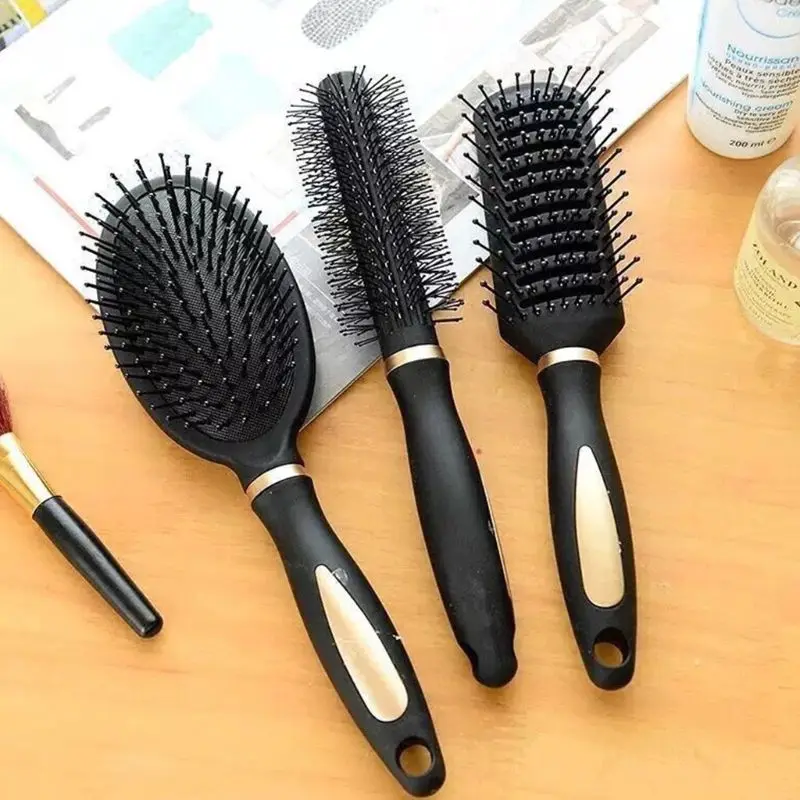 3 Types Massage Oval Hair Comb Round Rectangle Brush Anti Static Detangling Air Cushion Bristle SPA Hairdressing Styling Hair Brush Comb Hair Comb Set