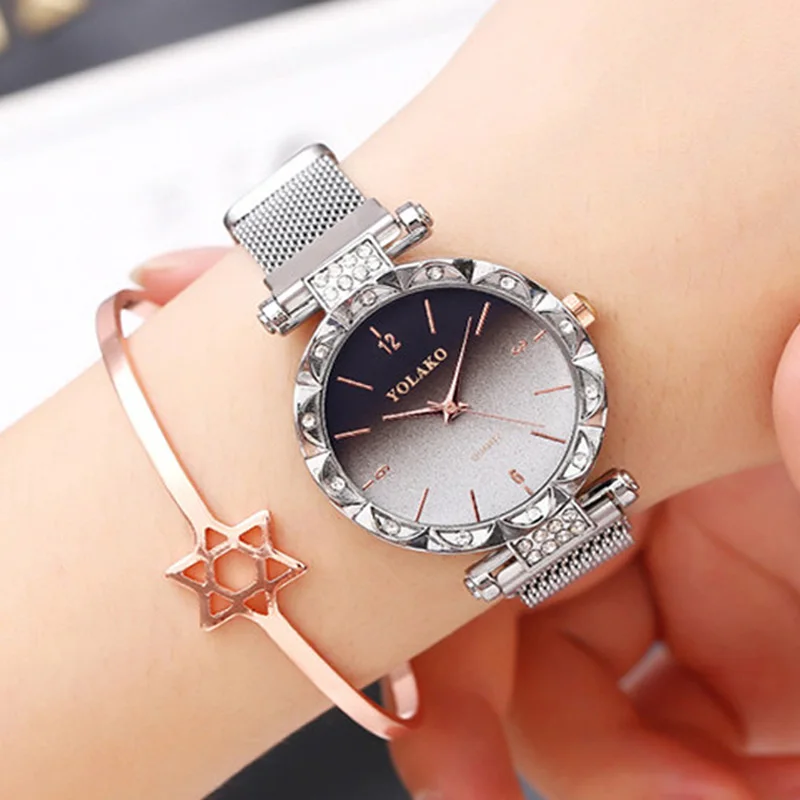 WJ-8764 с постепенным изменением, женские часы с бриллиантами, повседневные роскошные женские часы со стальным ремешком, магнитные наручные часы, montre femme reloj mujer