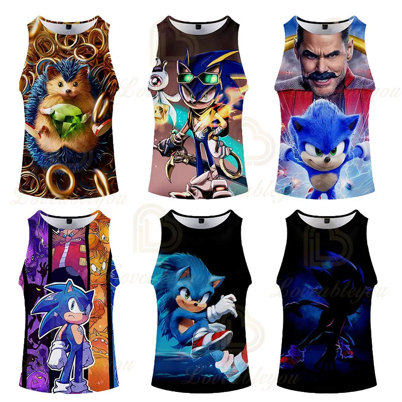

Sonic The Hedgehog Sleeveless Shirts Tank Top Unisex Fitness Summer Shirts Mens Women Singlet Bodybuilding Gym Vest Tops