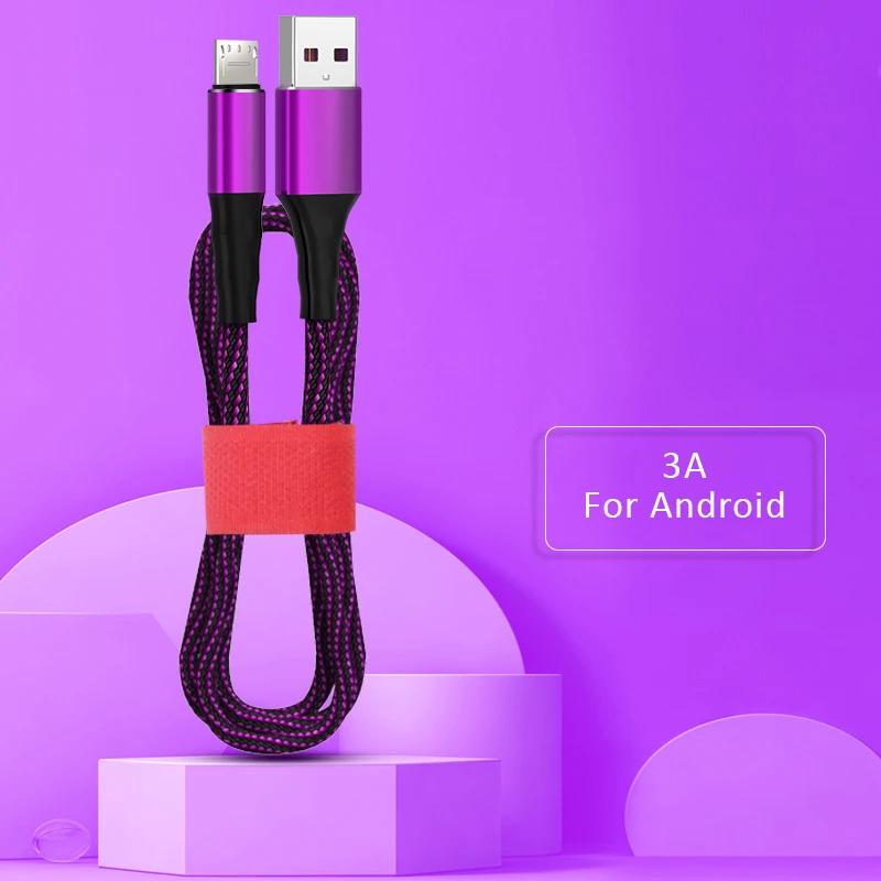 5А быстрая зарядка usb type C Micro USB кабель для samsung huawei Xiaomi LG OPPO Honor 1,2 m 1,8 m кабель для мобильного телефона - Цвет: For Micro Purple