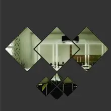 Блестящая Алмазная акриловая Зеркальная Наклейка на стену плитка спальня