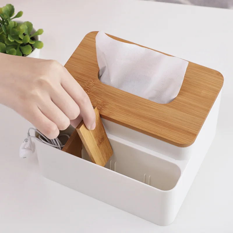 NC Desktop Plastic Paper Napping Box Home Creative Multi-functional Napkin Box Wood Toilet Paper Extraction Box