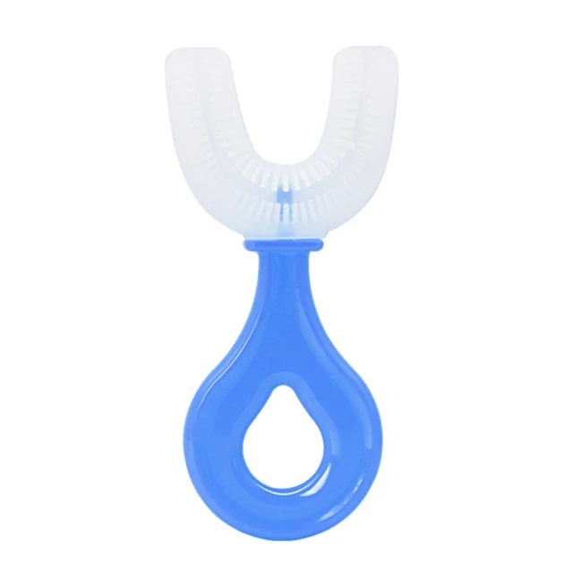 Baby U Shape Toothbrush 360 Degree Teeth Clean Soft Fur Food Grade Material Children Toothbrush Kids Supplies for Daily Blue