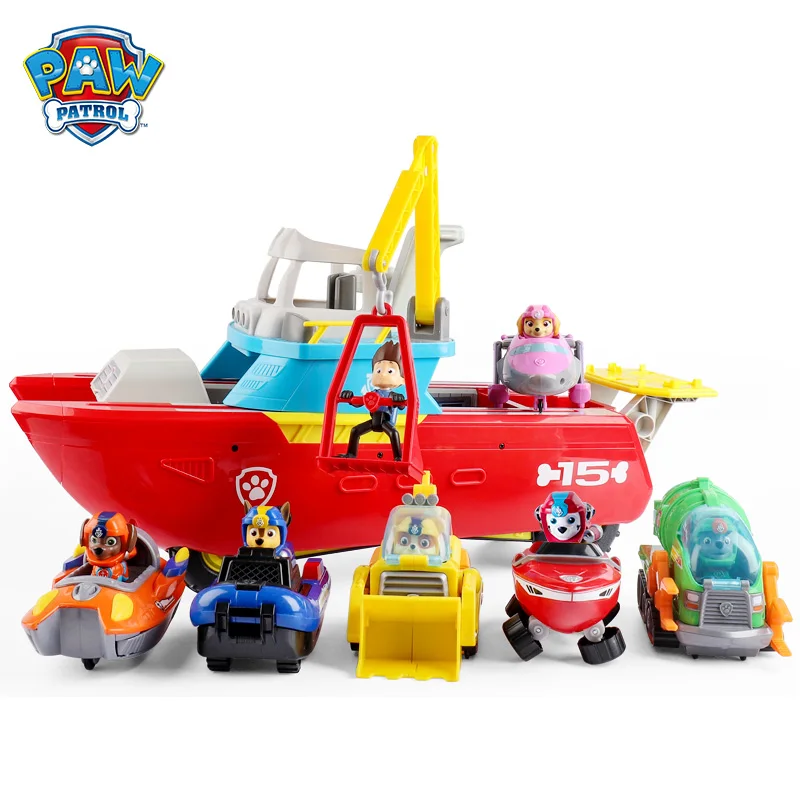 Оригинальный Paw Patrol фигурка игрушка Морской патруль корабль большой