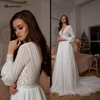 Vestidos Boho Bridal Long Sleeve Wedding Dresses A Line 2024 Robe Longue Simple Beach Chiffon Long Wedding Gowns Customized 1