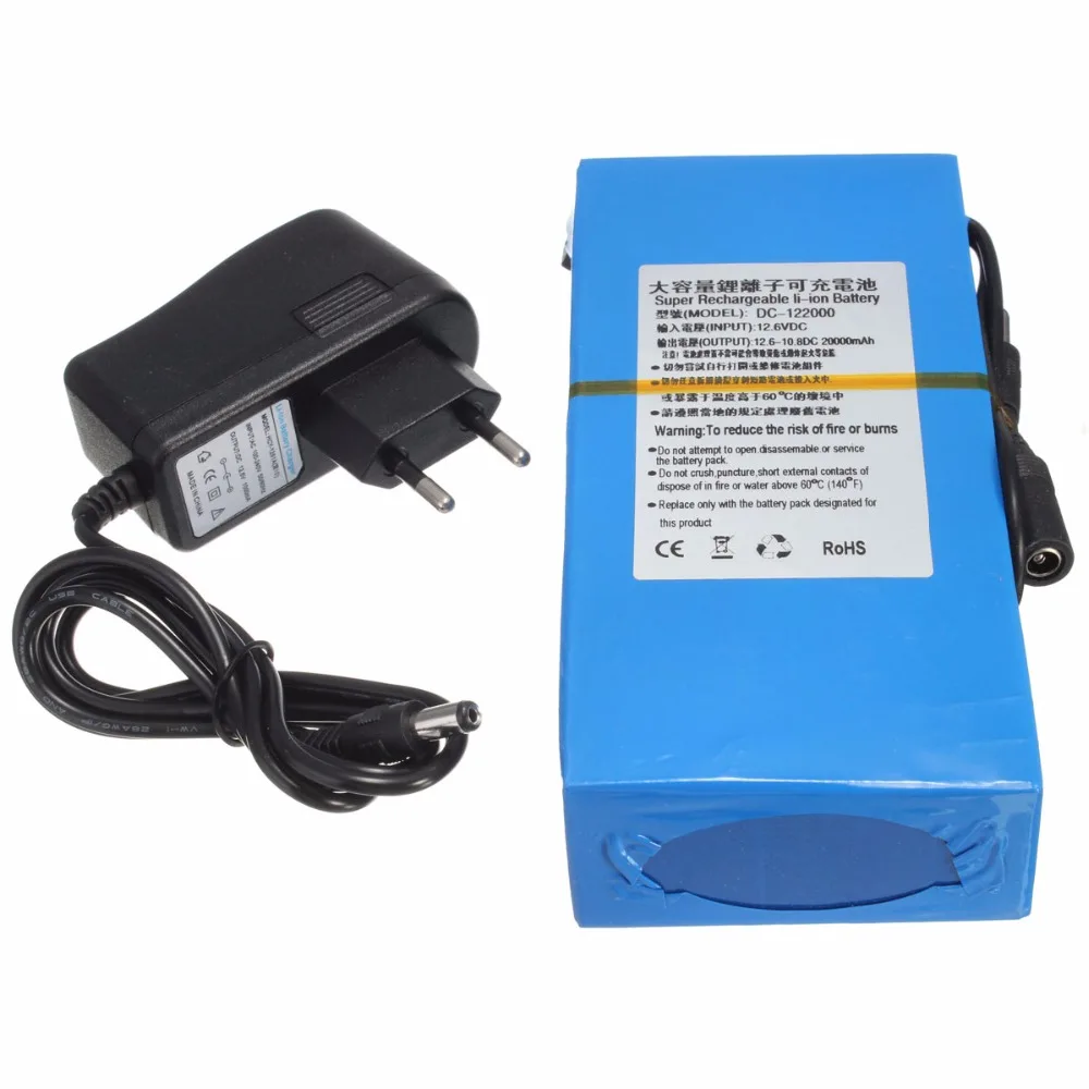 

DC 12V 20000mAh Lithium Ion High Capacity Rechargeable Battery AC Power Charger With 4 kinds of Plugs Promotion Drop Shipping