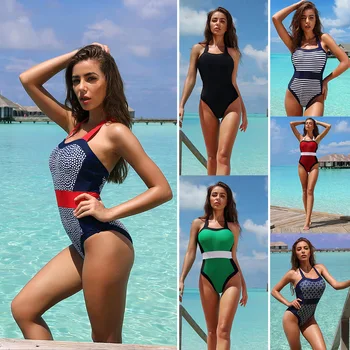 

Women Solid Dot Bikinis Sexy Bandage One Piece Backless Swimsuit Female Bathing Suit Bodysuit Beach Wear New Swim Suit Monokini