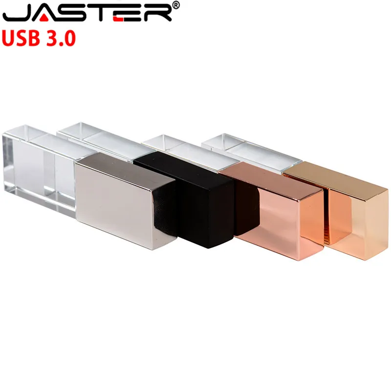  JASTER new Crystal USB Flash Pen Drive Custom Logo cle USB 2.0 4gb 16GB 32GB 64GB Wedding Gift Pend