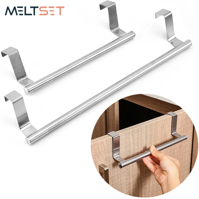 Toallero de acero inoxidable para baño, soporte de cocina, colgador para puerta de armario, organizador, estante de pared, barra para toallas montada