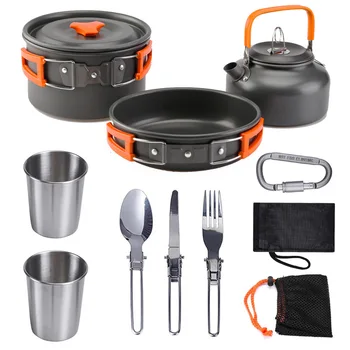 

Outdoor Camping Cookware Set Cooking Stove Kit Travelling Hiking Picnic BBQ Tableware Equipment 1-3 Person