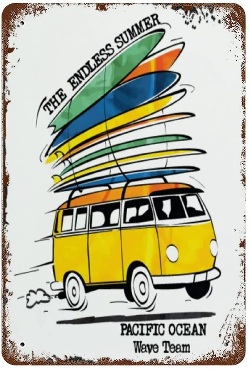 

JEFCY The Endless Summer Surfboard Tin Signs Home Decor Vintage Metal Plaque Pub Bar Decorative Wall Aluminum Poster