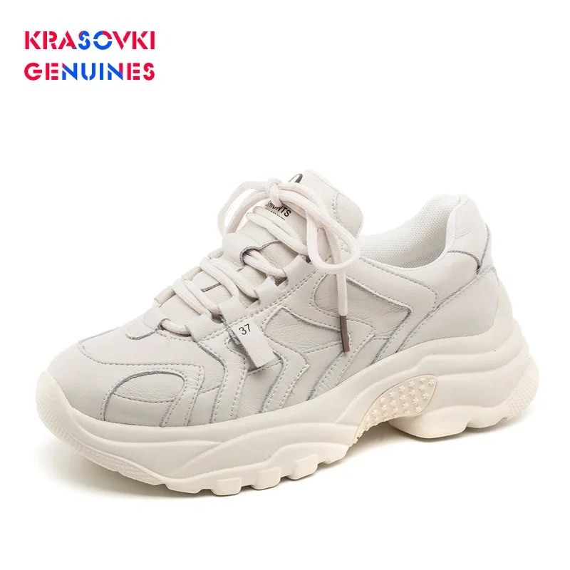 Krasovki Genuines Sneakers Women Thick Bottom Autumn Dropshipping Fashion Round Toe Mesh Breathable Leisure Lace Women Shoes