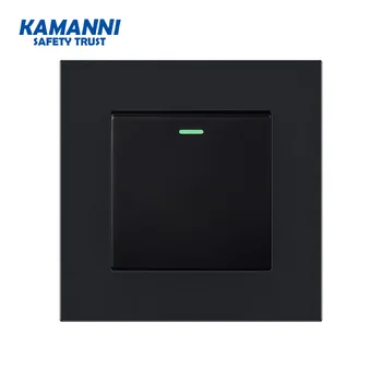 

KAMANNI Luxury wall switches 220 Black push-button switch light switch control Light modulator 220V Fluorescent indicator 16A