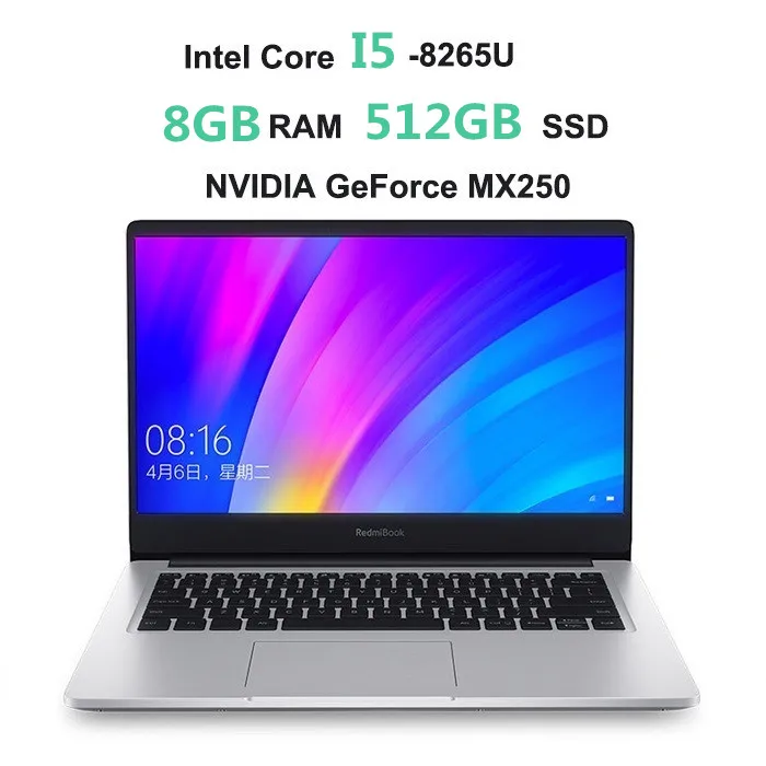 i5 8265 8GB 512GB Ноутбук Xiaomi RedmiBook 14 ''Intel Core i7-8565U NVIDIA GeForce MX250 четырехъядерный 8 Гб ОЗУ 512 ГБ SSD ноутбук 1920x1080(FHD - Цвет: i5 8265 8GB 512GB
