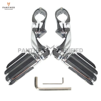 

1-1/4" Chrome Motorcycle 360 Degree Adjustable Highway Footpeg Footrests Motocross Foot Rest Case for Yamaha Harley XL883